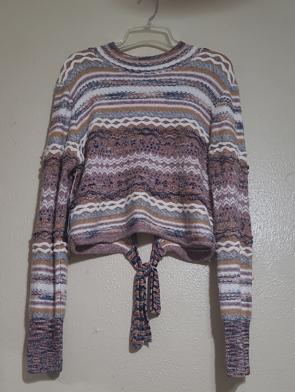 Shyanne Multicolor Striped Knit Top in Mauve, Cream, Navy, and Mustard